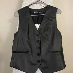 Zara Black Faux Leather Women's Vest